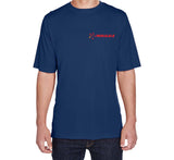 Mokulele Airlines long logo left chest youth t-shirt available in white, black and navy