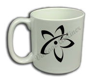 Mokulele Airlines logo bug in black coffee mug