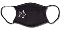 Mokulele Airlines logo bug in white on a black face mask