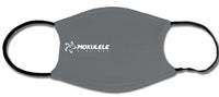 Mokulele Airlines long logo in white on a gray face mask