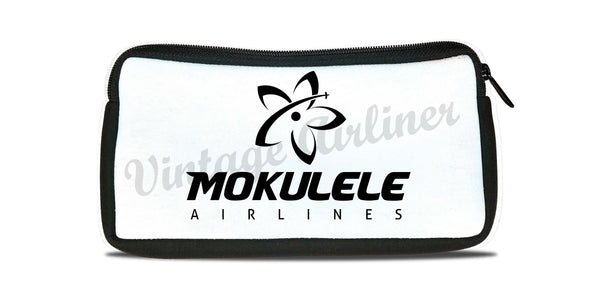 Mokulele Airlines stacked logo in black travel pouch