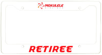 Mokulele Airlines long logo "Retiree" license plate frame
