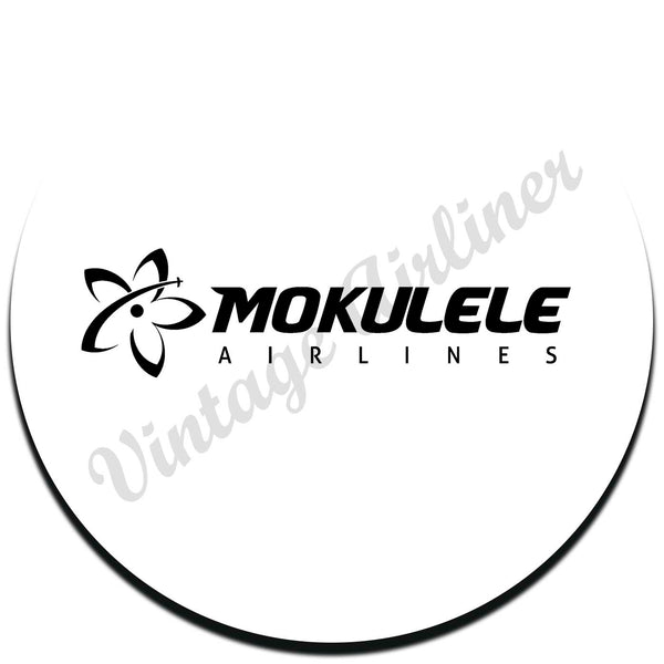 Mokulele Airlines long logo in black round coaster