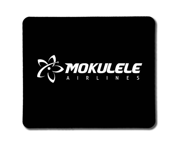 Mokulele Airlines long logo on black rectangular mousepad