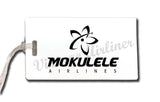 Mokulele stacked logo in black bag tag