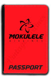 Mokulele logo stacked in black passport holder