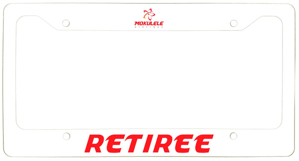 Mokulele Airlines stacked logo "Retiree" thick license plate frame