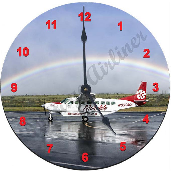 Mokulele plane and rainbow clock