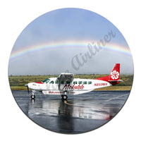 Mokulele Airlines plane and rainbow round mousepad