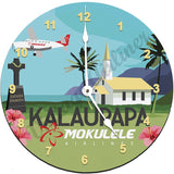 Mokulele Airlines Clock with illustration of Kalaupapa