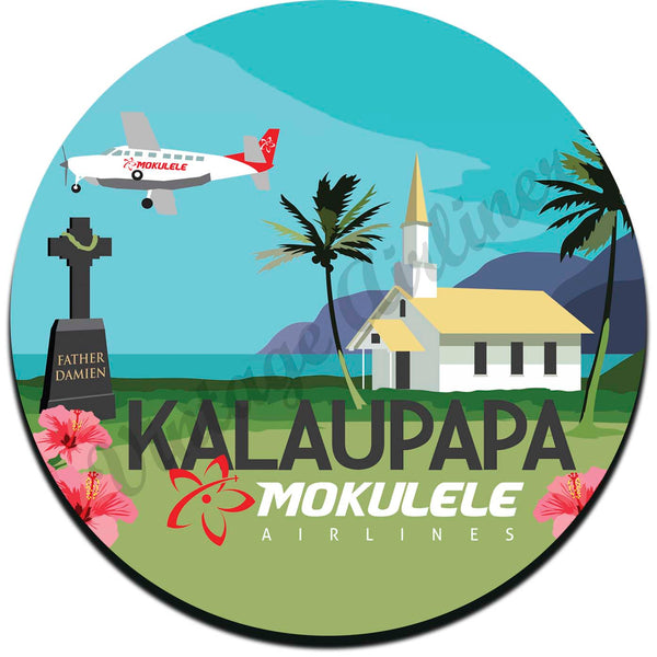 Mokulele Airlines illustration of Kalaupapa round coaster