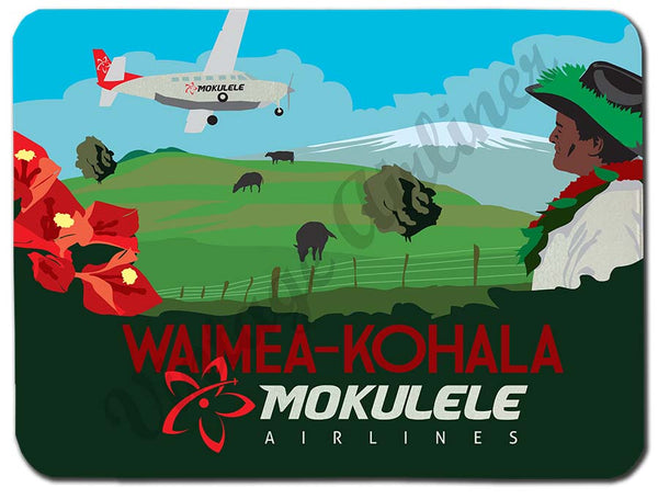 Mokulele Airlines Cutting Board with illustration of Waimea-Kohala