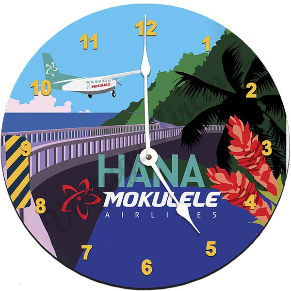 Mokulele Airlines Clock with illustration of Hana