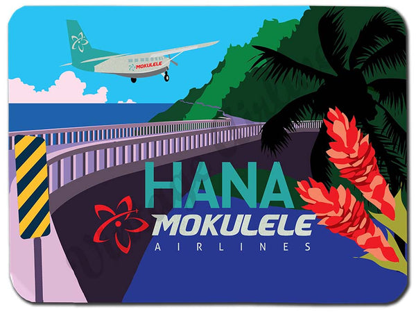 Mokulele Airlines Cutting Board with illustration of Hana