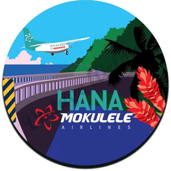 Mokulele Airlines illustration of Hana round coaster