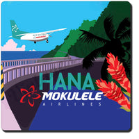 Mokulele Airlines' illustration of Hana square coaster