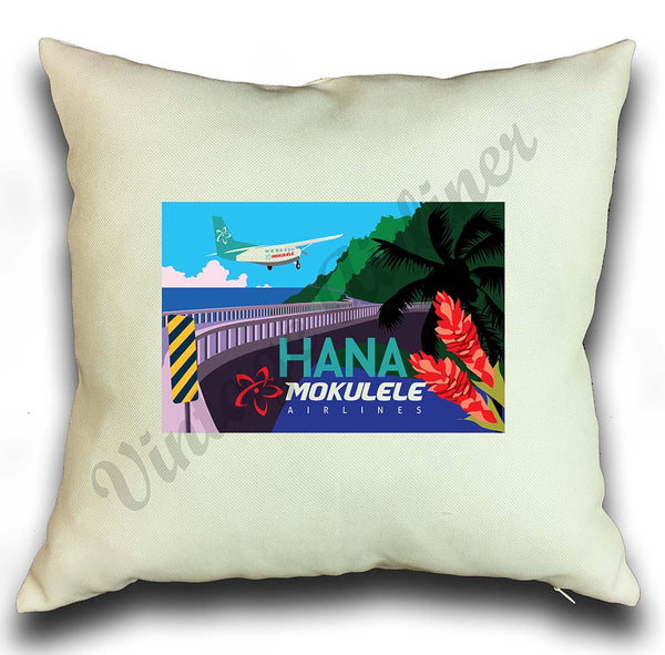 Mokulele Airlines illustration of Hana square pillow cover