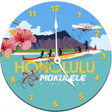 Mokulele Airlines Clock with illustration of Honolulu