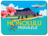 Mokulele Airlines Cutting Board with illustration of Honolulu