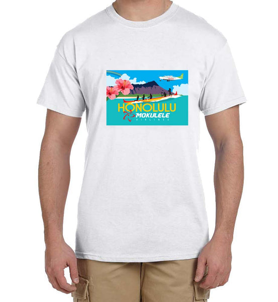 Mokulele Airlines illustration of Honolulu t-shirt