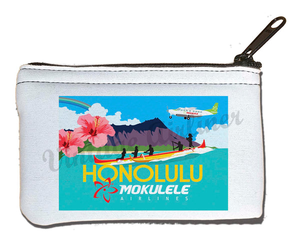 Mokulele Airlines' illustration of Honolulu rectangular  coin purse