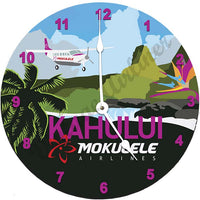 Mokulele Airlines Clock with illustration of Kahului