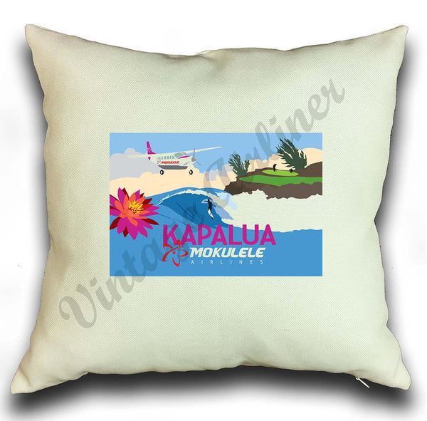 Mokulele Airlines illustration of Kapalua square pillow cover