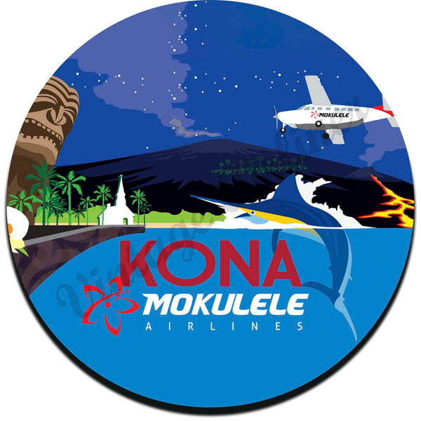 Mokulele Airlines illustration of Kona round coaster