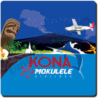 Mokulele Airlines' illustration of Kona square coaster