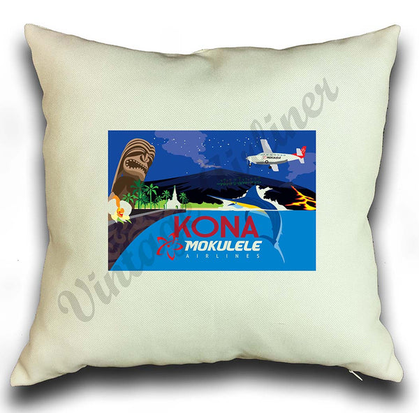 Mokulele Airlines illustration of Kona square pillow cover