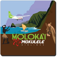 Mokulele Airlines' illustration of Moloka'i square coaster