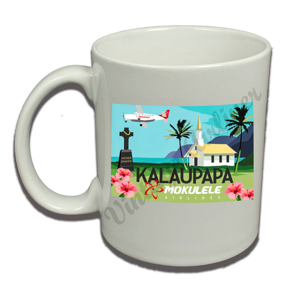 Mokulele Airlines' illustration of Kalaupapa coffee mug