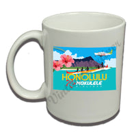 Mokulele Airlines' illustration of Honolulu coffee mug