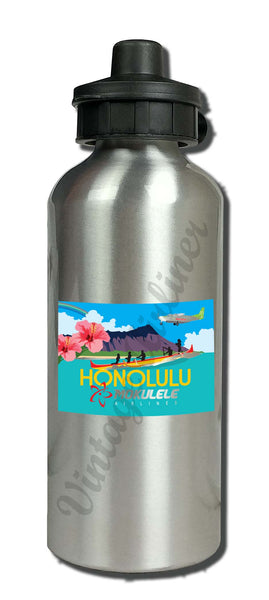 Mokulele Airlines' illustration of Honolulu water bottle