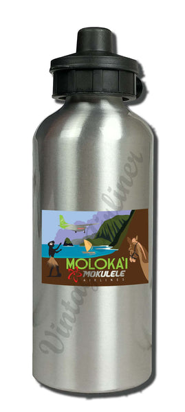 Mokulele Airlines' illustration of Moloka'i water bottle