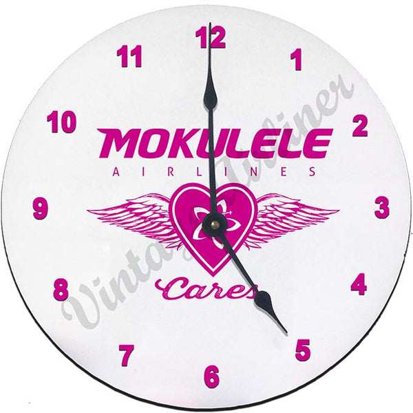 Mokulele Airlines Clock with breast cancer awareness logo