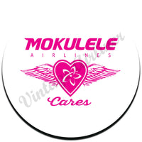 Mokulele Airlines breast cancer awareness logo round coaster