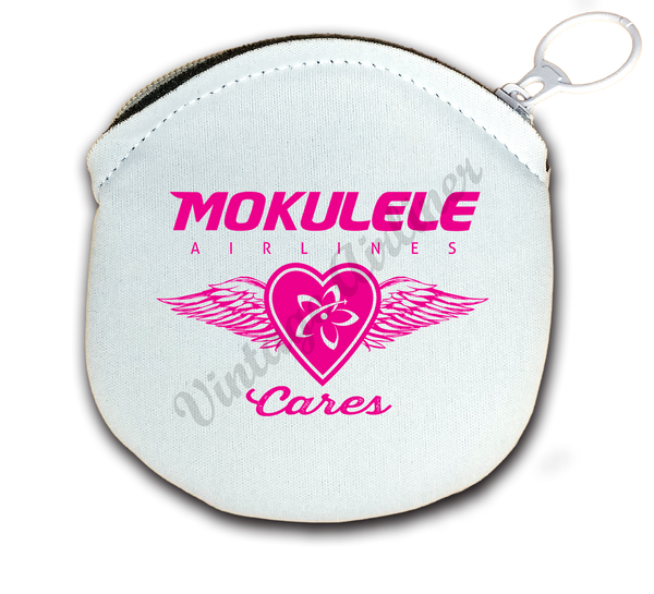 Mokulele Airlines breast cancer awareness logo round coin purse