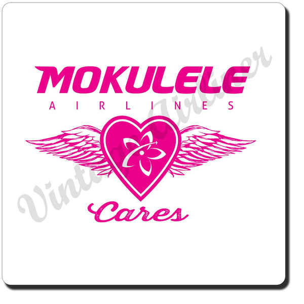 Mokulele Airlines breast cancer awareness logo square coaster