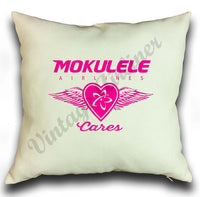 Mokulele Airlines breast cancer awareness logo square pillow cover