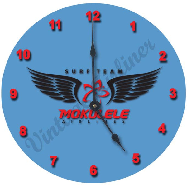 Mokulele Airlines Clock with surf team logo